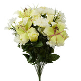 22" Cream Artificial Lily, Rose and Dahlia Floral Bush Lily