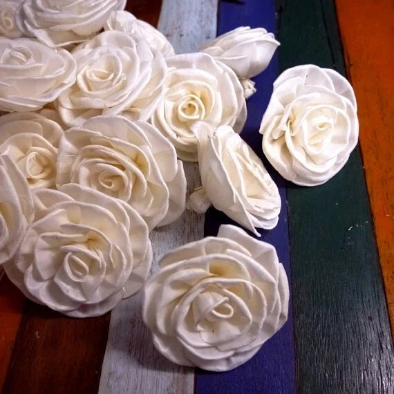 Cream sola wood rose diffuser flowers, decorative craft petals