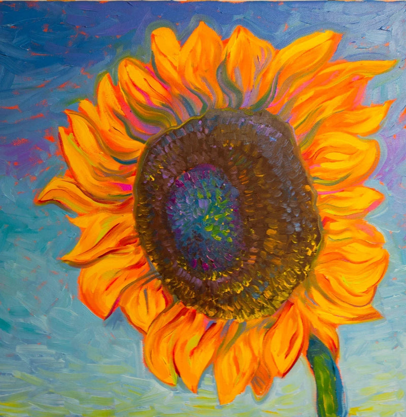 Original oil painting - wall art canvas - sunflower flowers fine artwork home Sunflower