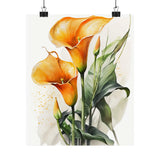 Orange Calla Lily Flowers Poster, Orange Flower Art Print, Floral Artwork 08 Lily
