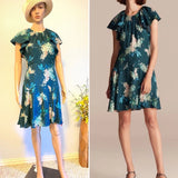 REBECCA TAYLOR BLUE GREEN HYDRANGEA MINI SILK-BLEND DRESS SIZE 2, 4 NWT $395 Hydrangea