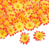 100pcs Artificial Daisies Flower Heads,1.6" Silk Fake Daisies, Orange/Yellow Daisies