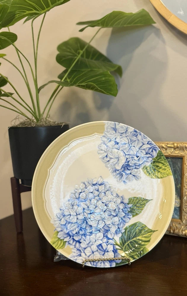 Blue Hydrangea __Dinner Plate 10.5in SH Home Floral Ceramic New Hydrangea