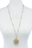 New White Stylish Sun Flower Pendant Beaded Necklace 30 inch Sunflower