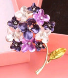 purple Hydrangea Flower Brooch Pin Crystal Rhinestone Purple & White Corsage Hydrangea