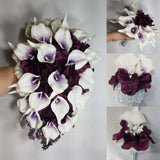Eggplant White Hydrangea Calla Lily Bridal Wedding Bouquet Accessories Bouquet