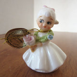 VTG NAPCO Flower Girl of the Month JANUARY CARNATION Bone China Figurine W/Tag Carnation