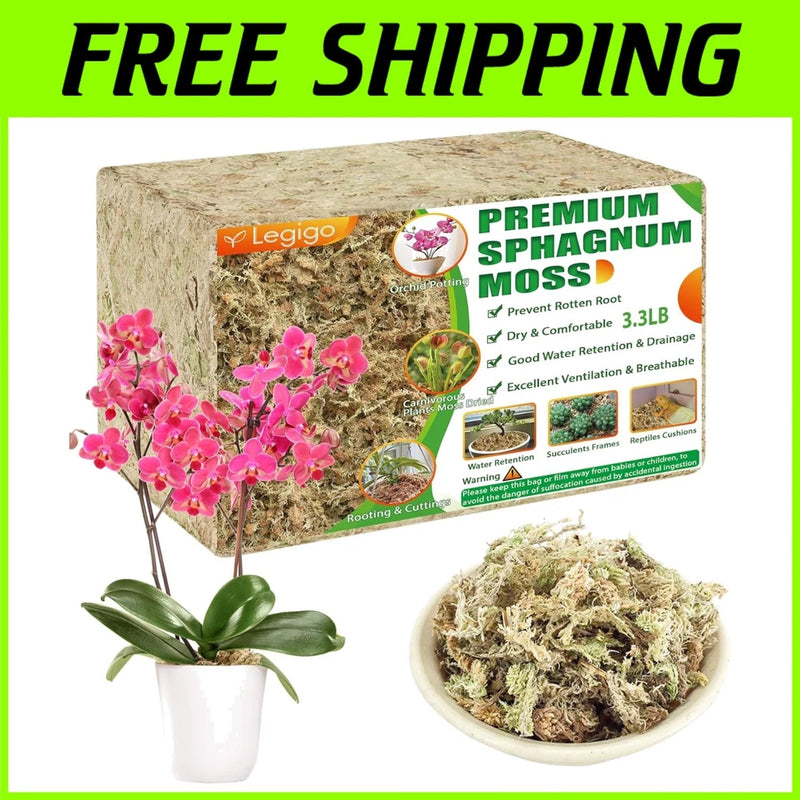Premium sphagnum moss bundle for gardening, loose moss in a bowl and packaged block
