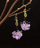 Lilac Purple Hydrangea Earrings; Dangle Floral Earrings Hydrangea