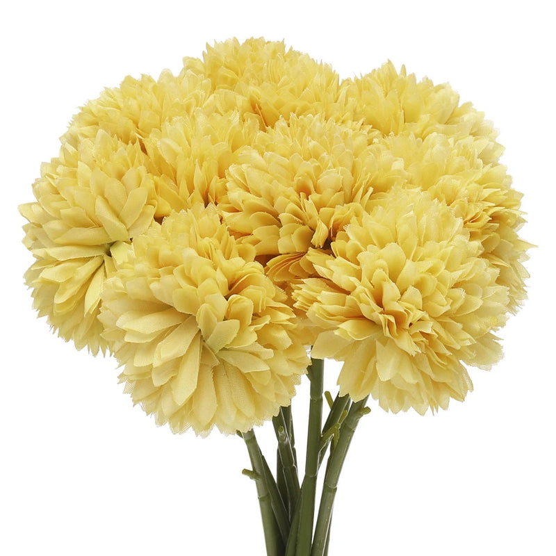 Artificial Flower Heads, Silk Chrysanthemum Hydrangea Yellow Faux Flowers 10Pcs Hydrangea