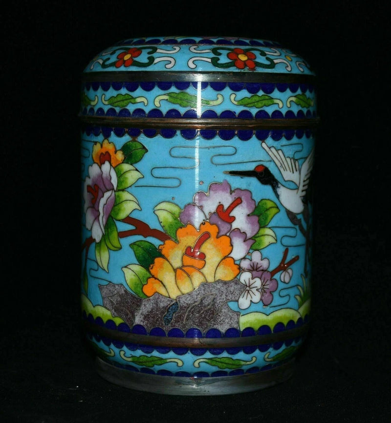 5" Old Chinese dynasty Palace Copper Cloisonne Peony Flower Tea leaf lid Box Peony
