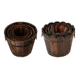 4 Pieces Wooden Flower Pot Set Flower Planter Set for Garden Indoor Outdoor Garden Plants