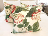Burgundy and White Rose & Hydrangea 22" Down Feather Pillow with Zip Closure NEW Hydrangea