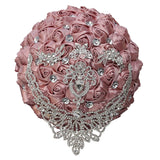 Wedding Bridal Bouquet Rhinestone Ribbon Rose DIY Wedding Simulation Bouquet Bouquet
