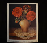 Red Peonies Crocheted Lace Numbered Limited Edition Art Print Peony