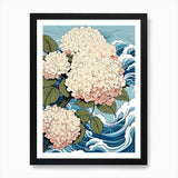Great Wave With Hydrangea Flower Dr Framed Wall Art Poster Canvas Print Picture Hydrangea