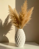 Modern Textured Honeycomb White Vase 3D Printed PLA Flower Vase Pampas Grass Pampas Grass
