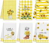 6 Pcs Kitchen Towels Dish Towels Absorbent Hand Towel Decorative Tea Sunflower Sunflower
