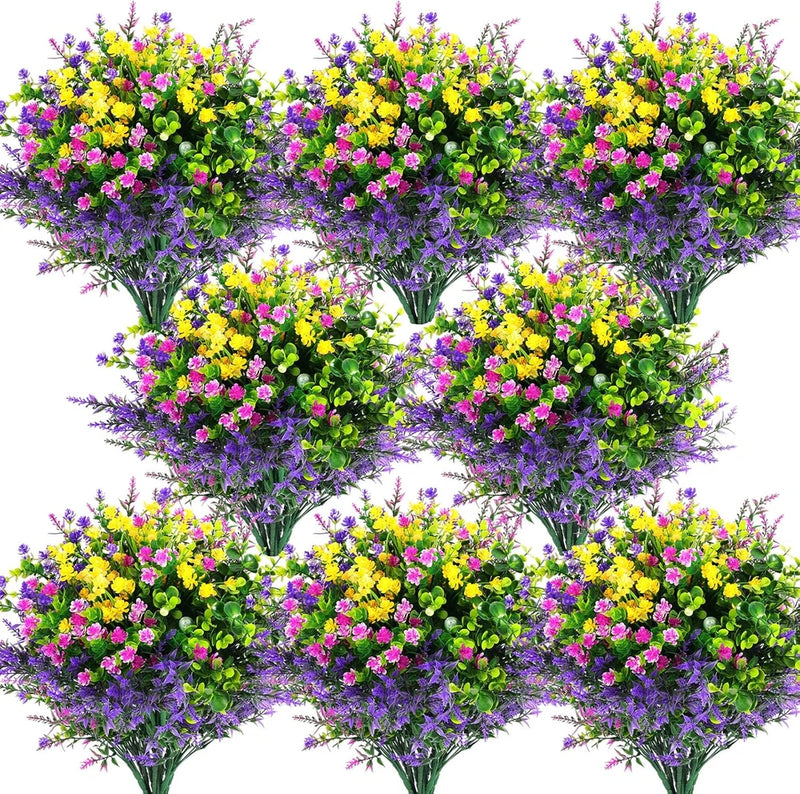 Hananona Artificial Flowers Outdoor, Faux Artificial Plants UV Resistant Plastic Green Plant
