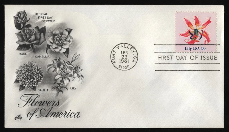 #1879 18c Lily, Art Craft FDC **ANY 5=FREE SHIPPING** Lily