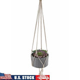 4.5 Inch Ceramic Macrame Hanging Planter W/ Faux Succulents Indoor Garden New Garden Plants