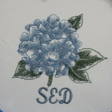 Hydrangea Flower MONOGRAMMED Embroidered Cloth 12 White Napkins Wedding Hydrangea