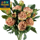 Vintage Dusty Coral Pink Peonies Ñ Artificial Silk Flowers with Intentional Aged Peony