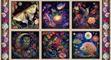 24" X 44" Panel Night Garden Flowers Floral Animals Cotton Fabric Panel D650.28 Flowering Plants