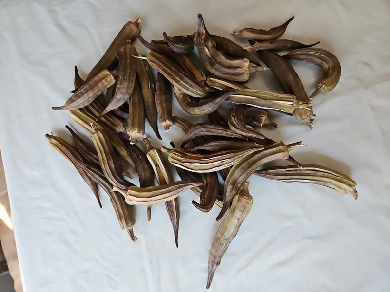 Dried okra pods lot of 40, brown curved seed pods for crafts and dried arrangements