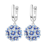 Floral Drop Earrings 925 Sterling Silver Blue Hydrangea Flower Women Jewelry Hydrangea