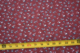 21" Long, Vintage, Pink Navy & Turquoise Calico on Burgundy Quilt Cotton, V1002 Flowering Plants