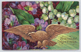 Greetings~Lily of Valley & Purple Flowers Birthday Greeting~Vintage Postcard Lily