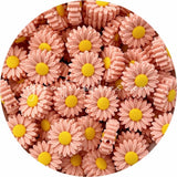 2x DAISY silicone beads PEACH BPA free flower sensory 22mm sunflower bead floral Sunflower