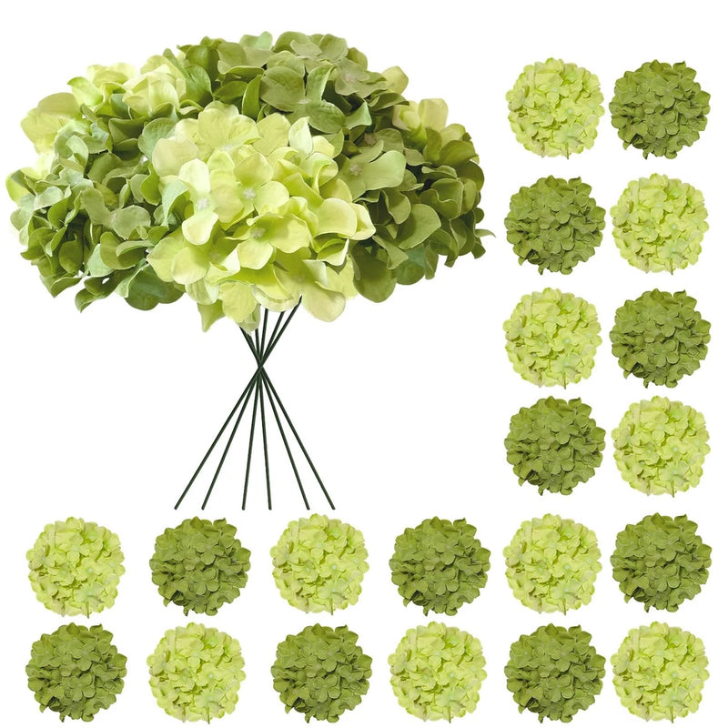 Hydrangea Artificial Flowers, 20 Pcs Green Hydrangea Artificial Flowers Bulk,... Hydrangea