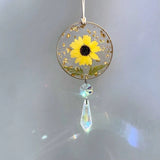 Sunflower Car Charm, Daisy Flower, Crystal Suncatcher For Car Rear View Mirror Sunflower