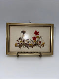 Vintage Dried Floral Picture By Reichlin of Switzerland,  5x7 In Gold-Tone Frame Dried Flower