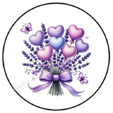 LAVENDER HEART BOUQUET VALENTINES DAY ENVELOPE SEALS LABELS STICKERS Bouquet