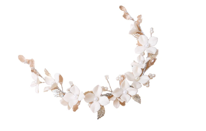 Hydrangea Clay Flower Hair Vine for Bride and Bridesmaids Accessories Hydrangea
