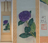 Japanese Hanging Scroll Kasahara Yoshio Hydrangea Flower Nihonga-KJ205 Hydrangea
