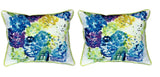 Pair of Betsy Drake BetsyÕs Hydrangea Large Indoor Outdoor Pillows 16x20 Hydrangea