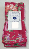 APRIL CORNELL DINNER NAPKINS (10) COTTAGE ROSE PINK GREEN 100% COTTON NIP Roses