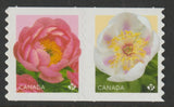 Canada #3487ii, Flowers, Peonies, Se-tenant Pair, Die Cut from Coil, MNH 2025 Peony