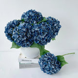 5 Pcs Dark Blue Silk Hydrangeas Artificial Flower Boho Dried Touch 20'' Faux ... Hydrangea