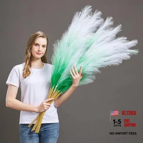Pcs 45" Faux Pampas Grass Ð Fluffy Artificial Pompous Grass 7 Green Gradient Pampas Grass