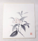 Vintage Japanese Shikishi Art board Hand Painted Pink Hydrangea Flower Hydrangea