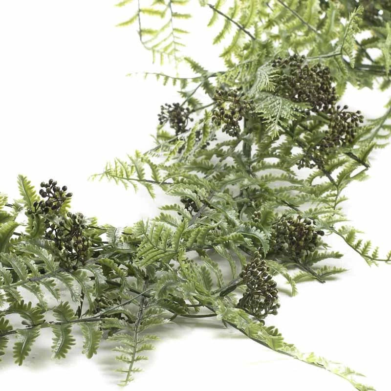 6 Foot long Artificial Vinyl Indoor/Outdoor Fern Garland Green Plant