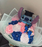 Stitch Ribbon Rose Bouquet Pink Blue Flowers Bouquet
