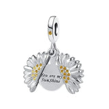Sunflower Sunshine Charm 925 Sterling Silver Charm for Bracelet Necklace Sunflower
