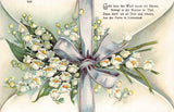Floral letter with Ribbon Lily of the Valley flowers embossed postcard Lily