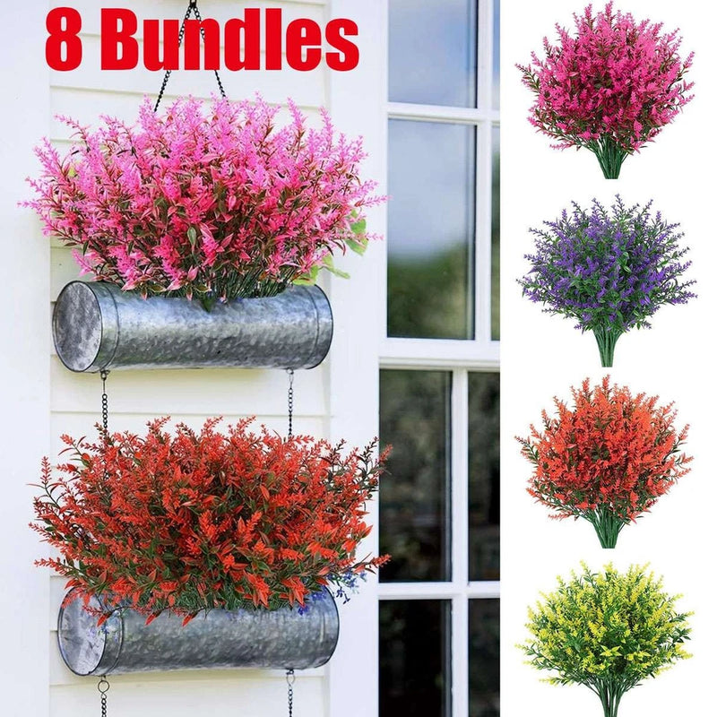 8 Bundles Artificial Fake Plants Flower Decor Vine Hanging Outdoor Home Garden Roses